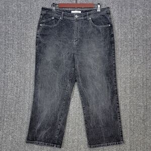 Chicos Platinum Jeans 2.5 Womens 14 Black Emerald Crop Capri Stretch Denim